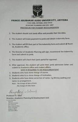 KSU procedure for students' regularization