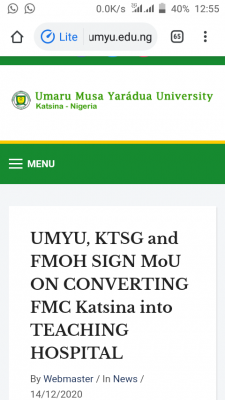 FMC Katsina to be converted to the UMYU Teaching Hospital