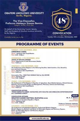 OAU announces 48th Convocation Ceremony