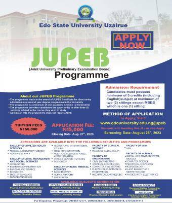 Edo University JUPEB Admission, 2023/2024