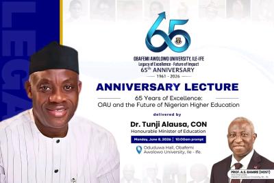 OAU announces 65th Anniversary Lecture