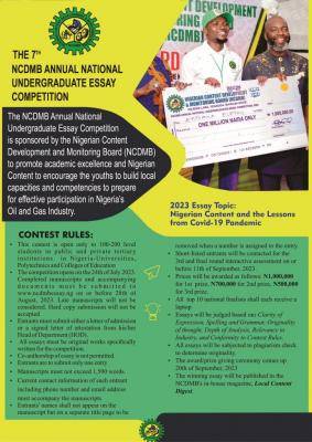 7TH NCDMB Annual National Undergraduate Essay Competition