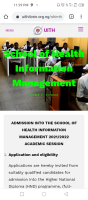 UNILORIN Teaching Hospital School of Health Information Management admission, 2021/2022