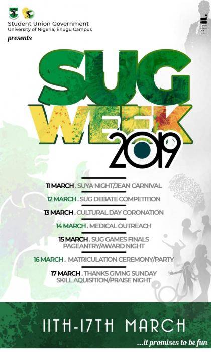University of Nigeria, Enugu Campus (UNEC) Announces 2019 SUG Week