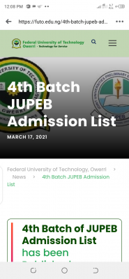 FUTO releases 4th batch JUPEB admission list
