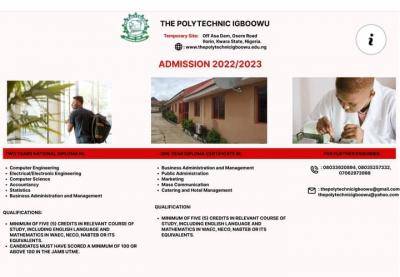 The Polytechnic Igbo-Owu Admission form, 2022/2023