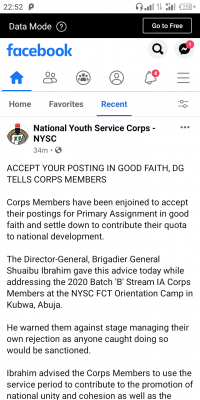 Accept your posting in good faith, NYSC DG tells Corps Members