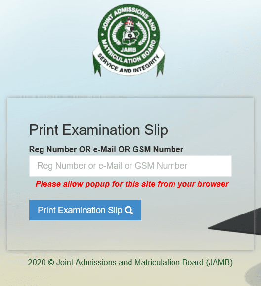 JAMB 2020 Exam Slip Printing Begins