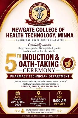 Newgate College of Health Technology schedules 5th Induction and Oath-taking Ceremony