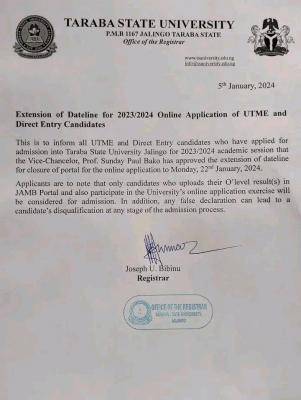 TASU extends deadline for application of UTME & DE, 2023/2024