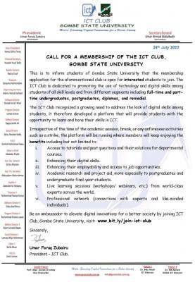 GSU calls for membership of the ICT club