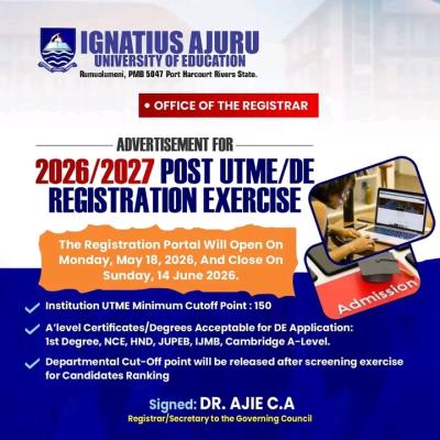 IAUE Post-UTME/DE 2026: Cut-off mark, Eligibility and Registration Details