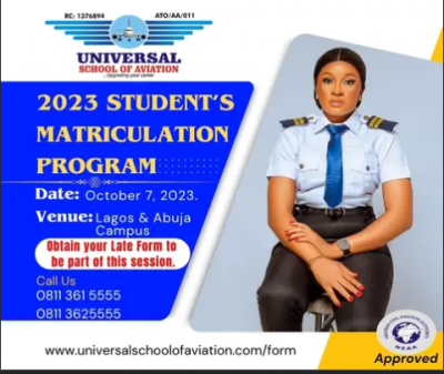 Universal School of Avaiation announces Matriculation Ceremony for 2023 students