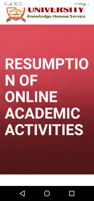 EKSU notice on resumption of online academic activities