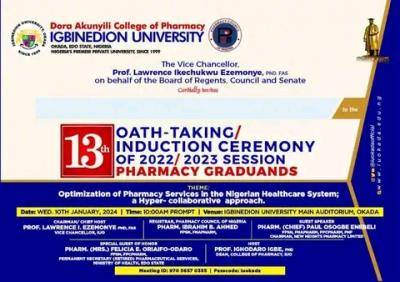 Igbenidion University 13th Induction/Oath-Taking Ceremony for Pharmacy Graduands