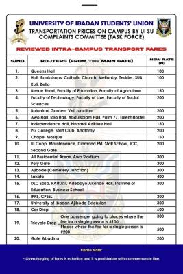 UI Students' Union reviews transport fares within the campus