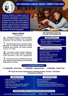 Seyi Makinde Annual Essay Competition 2025.