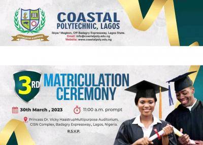 Coastal Poly 3rd Matriculation Ceremony holds 30th March