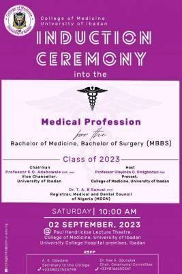 UI College of Medicine Induction Ceremony of the MBBS Graduating Class of 2023