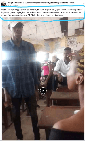 MOUAU Student Fights Girlfriend in Front of Schoolmates Over ₦20K