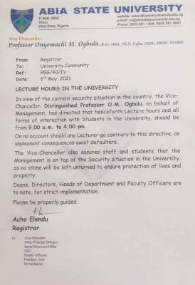 ABSU announces change in lecture hours