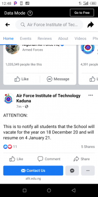 AFIT issues notice on end of the year break