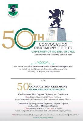 UNN announces 50th convocation ceremony