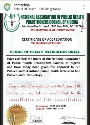 School of Health Technology, Suleja receives accreditation to run 3 new courses