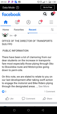 Fed Poly, Oko SUG notice to students on reduction in transport fares