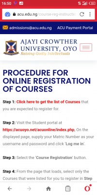 Ajayi Crowther University online registration procedure for 2020/2021 session