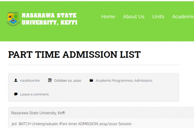 NSUK 3rd Batch Part-time admission list for 2019/2020