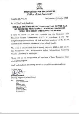 UNIMAID issues important notice to all students