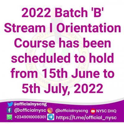 NYSC releases 2022 Batch B Stream I deployment letter