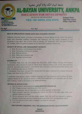 Al-Bayan University, Ankpa Post-UTME 2024: cut-off mark, eligibility ...