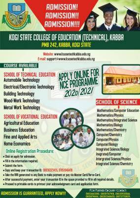 KSCOE (Tech.) Kabba admission form for 2020/2021 session
