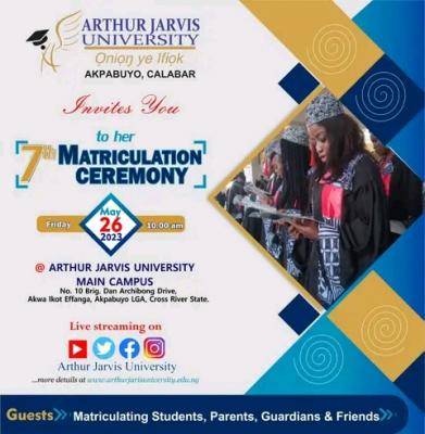 Arthur Javis University announces 7th Matriculation Ceremony