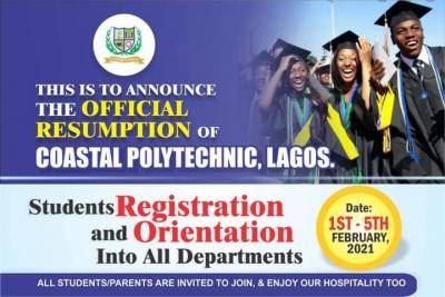 Coastal Polytechnic resumption notice