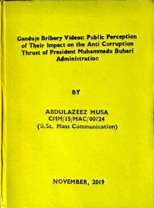 Final Year Student Writes a Project on the Infamous ''Gandollar'' Bribery Video Involving Kano State Governor