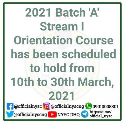 NYSC announces 2021 batch 