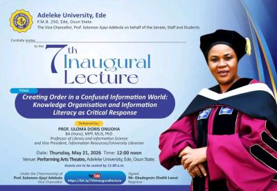 Adeleke University announces 7th Inaugural Lecture