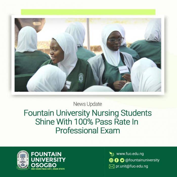 Fountain University’s School of Nursing students get 100% in NMCN exams