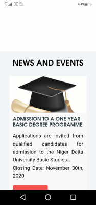 NDU Basic studies admission form for 2020/2021 session
