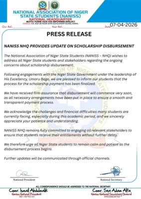 National Association of Niger State Students Update on student scholarship disbursement