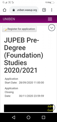 UNIBEN extends JUPEB application form for 2020/2021 session