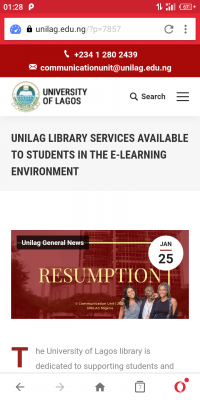 UNILAG Library services available to students in the e-learning environment