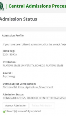 PLASU admission list, 2020/2021 out on JAMB CAPS