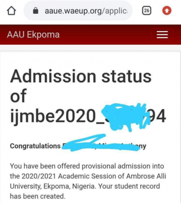 AAU IJMB admission list for 2020/2021 session