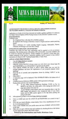 ABUTH HND Nursing Sciences Application form, 2026/27