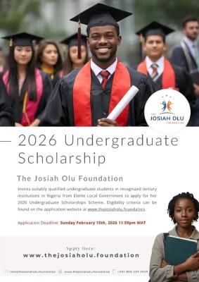 The Josiah Olu Foundation Scholarship, 2026