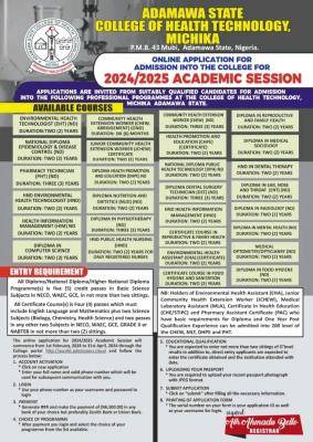 Adamawa State College of Health Technology, Michika admission, 2023/2024